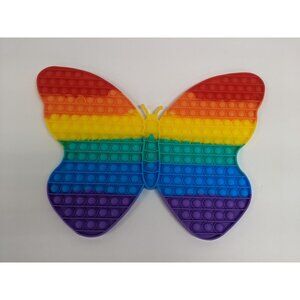 Rainbow Butterfly Pop Fidget Toy Silicone 18" Large Size For Kids And Adult